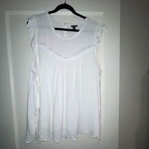 Torrid White Eyelet Sleeveless Top